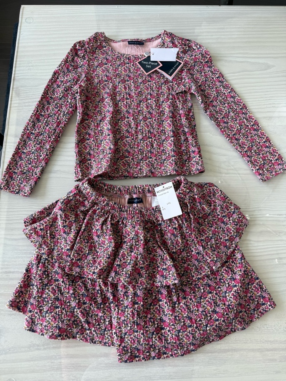 Andy & Evan Pink Floral Girls Two-Piece Set